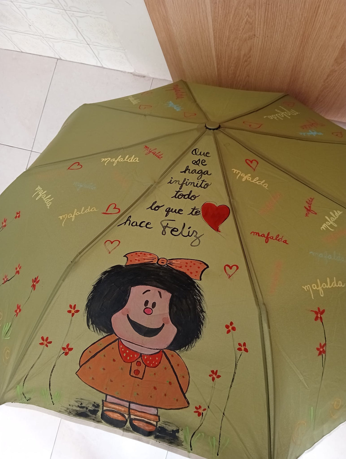 Paraguas Mafalda Pintado a mano Con protección impermeable - Dendago