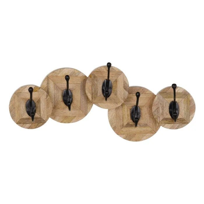 Perchero madera natural - Metal decoración - Dendago