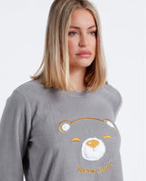 Pijama Calentito Manga Larga Warm Hugs para Mujer GRIS - Dendago