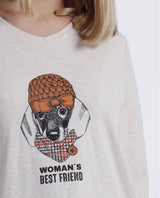 Pijama Manga Larga Puppy para Mujer BEIGE - Dendago