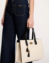 Bolso tote de piel sintetica marfil Morgan