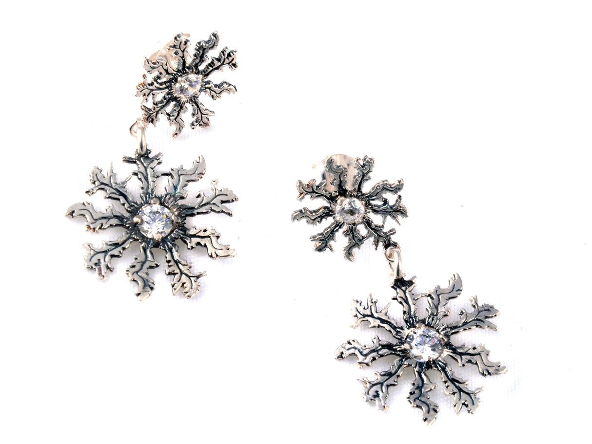 Producto vasco Eguzkilore pendiente plata circonita blanca - Dendago