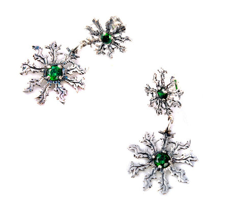 Producto vasco Eguzkilore pendiente plata con circonita verde - Dendago