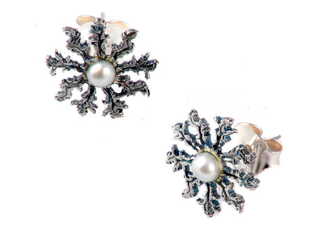 Producto vasco Eguzkilore pendiente plata con perla - Dendago