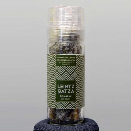 Producto Vasco Molinillo Grande de SAL de LENIZ con hierbas para carnes blancas. 60 gr - Dendago