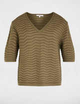 Jersey cuello v mangas 3/4 verde caqui Morgan