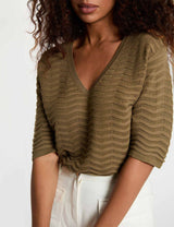 Jersey cuello v mangas 3/4 verde caqui Morgan
