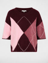 Jersey jacquard cuello redondo ciruela morgan