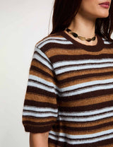 Jersey de rayas con mangas cortas marrón morgan