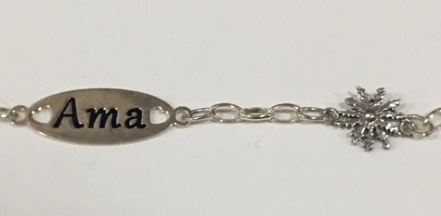 Pulsera de plata de ley con chapa AMA y eguzkilore - Dendago