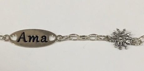 Pulsera de plata de ley con chapa AMA y eguzkilore - Dendago