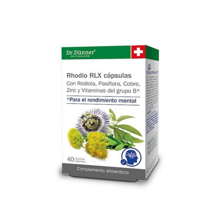 RHODIO RLX - Rodiola, Pasiflora, Cobre, Zinc y Vitaminas grupo B - 40cap OFERTA CADUCIDAD CORTA - Dendago