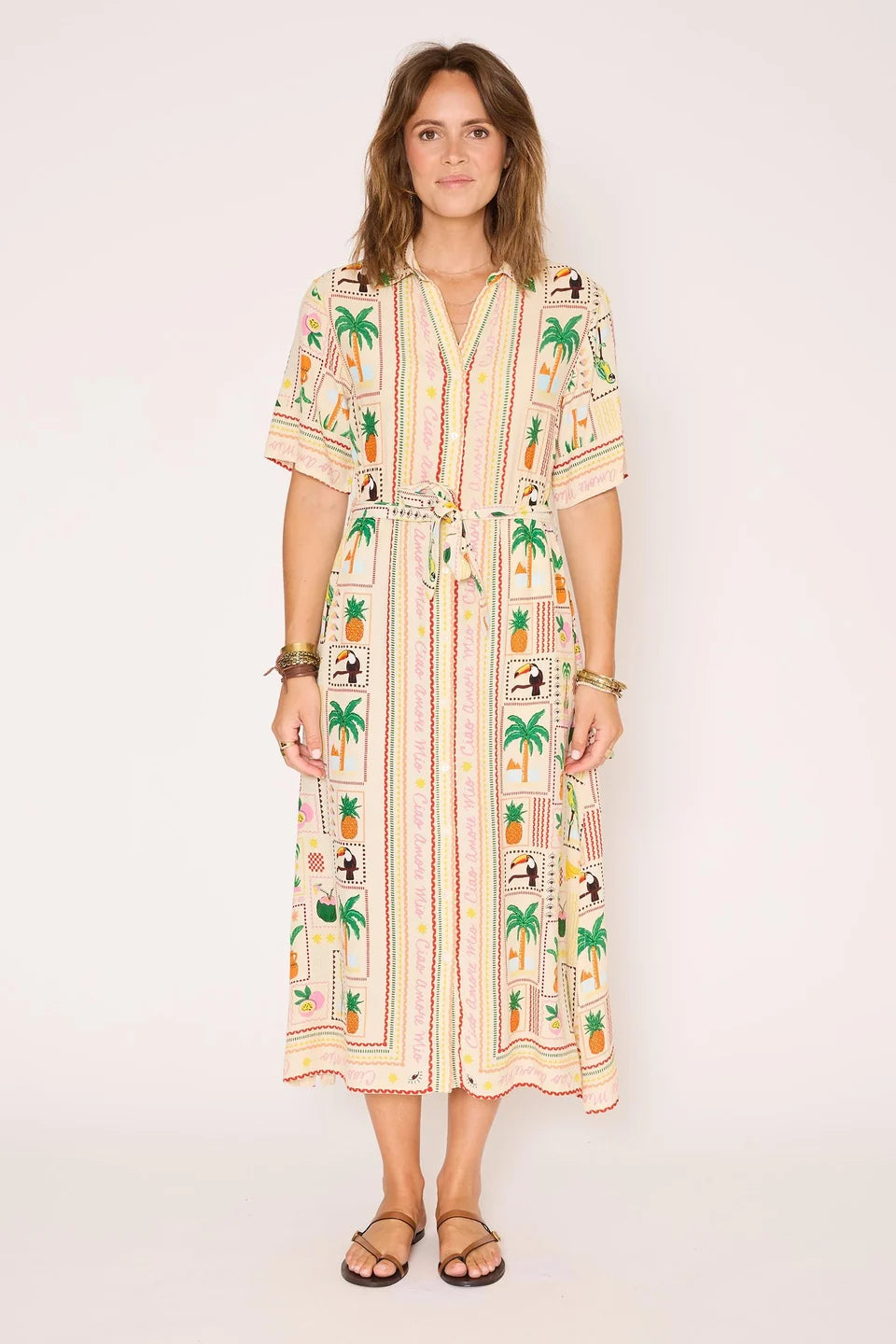MKT STUDIO VESTIDO CAMISERO ESTAMPADO TROPICAL RODASO