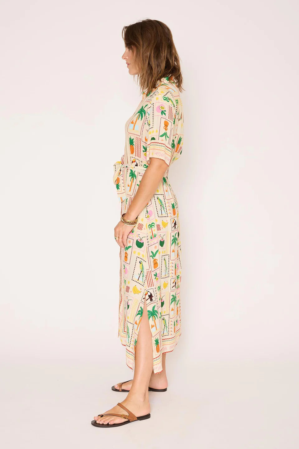 MKT STUDIO VESTIDO CAMISERO ESTAMPADO TROPICAL RODASO