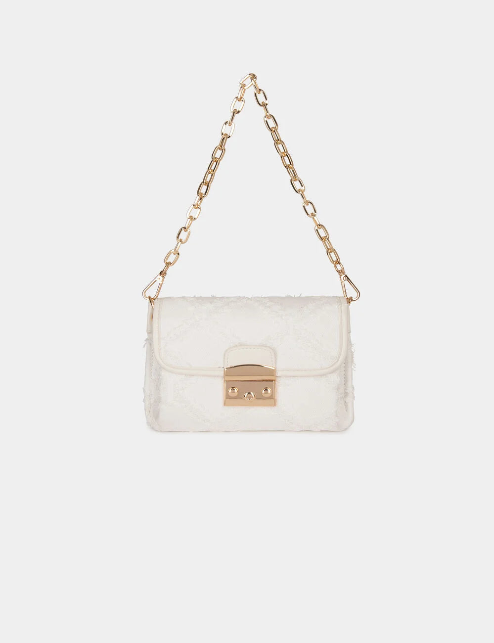 Bolso cartera de mano flecos marfil Morgan