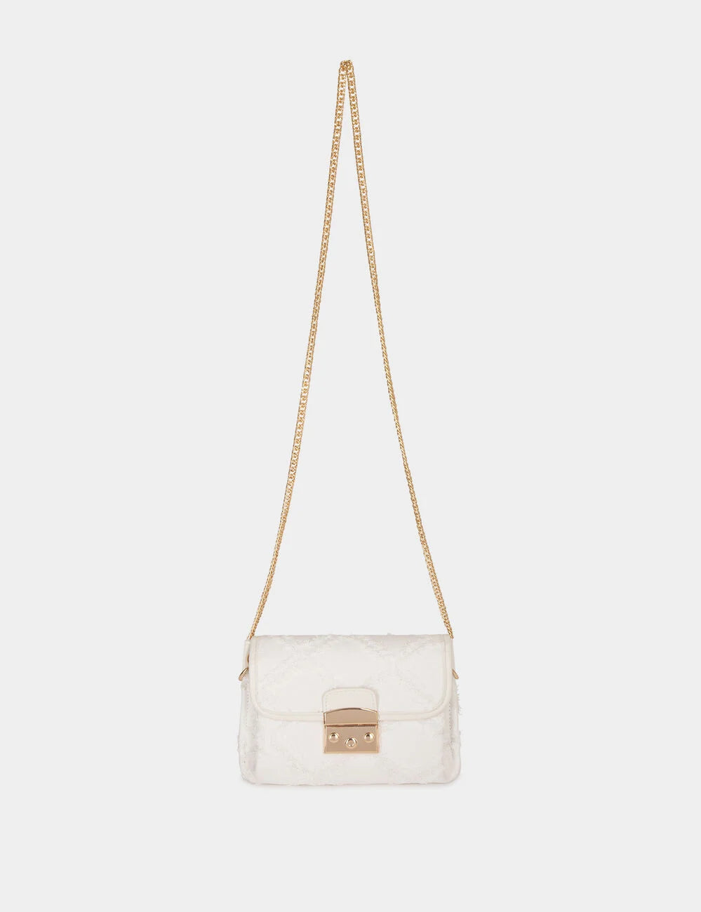 Bolso cartera de mano flecos marfil Morgan