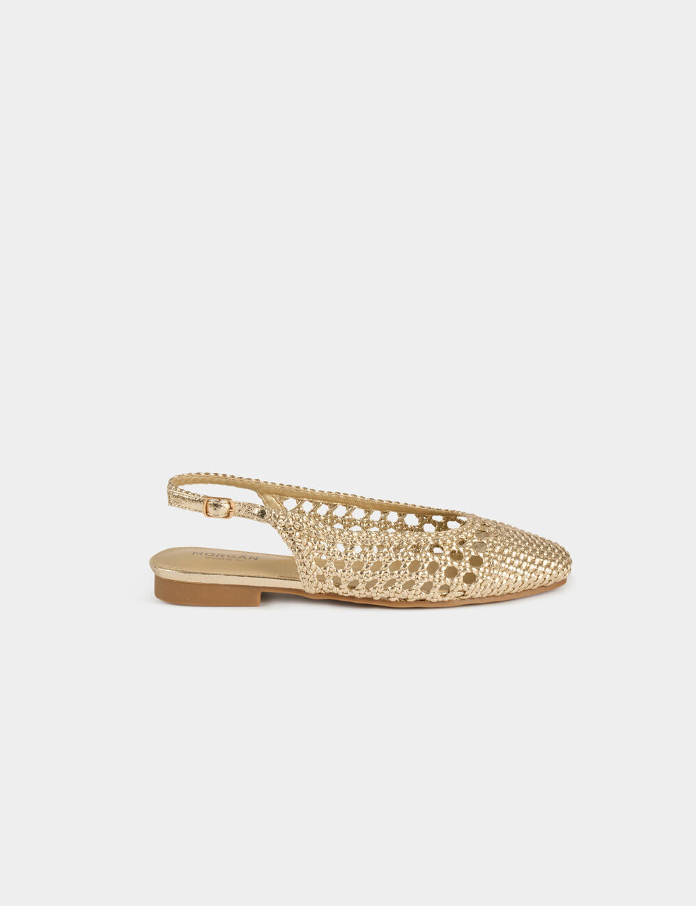Sandalia plana trenzada amarillo oro Morgan