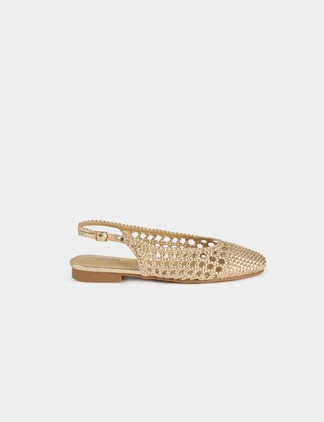 Sandalia plana trenzada amarillo oro Morgan