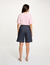 Pantalón corto ancho de mezclilla denim crudo Morgan