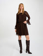 Vestido corto fluido marron oscuro Morgan