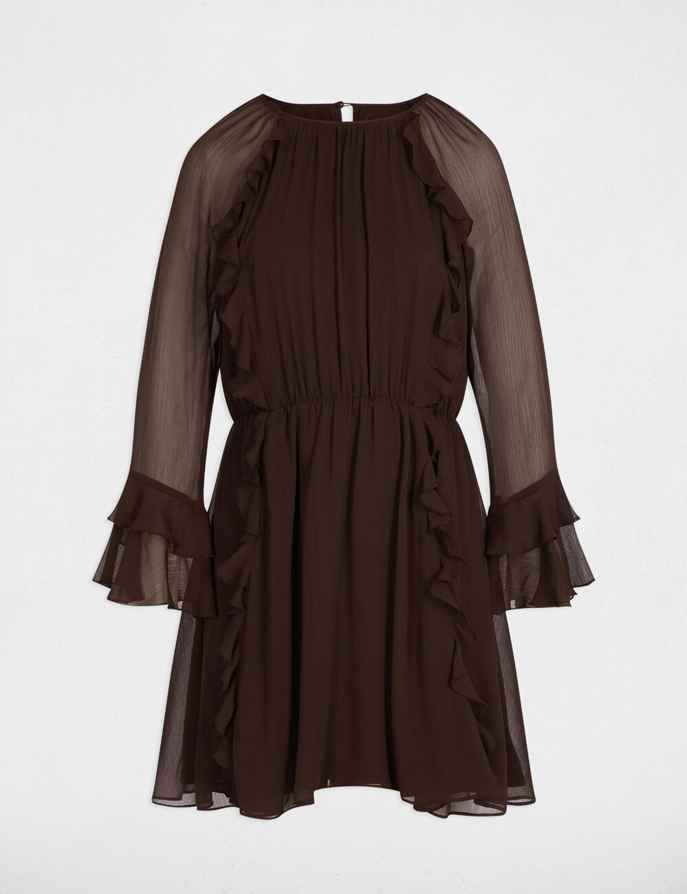 Vestido corto fluido marrón oscuro Morgan