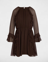 Vestido corto fluido marrón oscuro Morgan