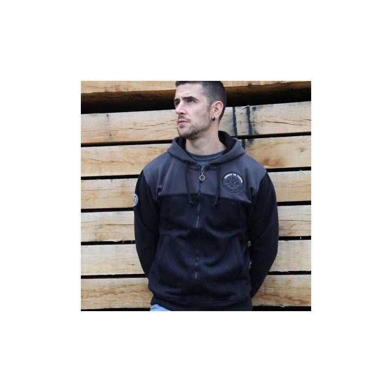 SUDADERA ONDDO TA PUNTO ABIERTA NEGRO/GRIS - Dendago