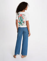 Camiseta estampada cuello redondo blanco Morgan