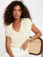 Camiseta de rayas con cuello v amarillo pastel Morgan