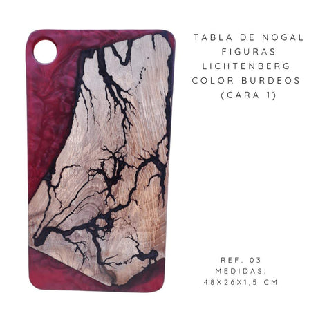 TABLA BANDEJA MADERA NOGAL BURDEOS LICHTENBERG - Dendago