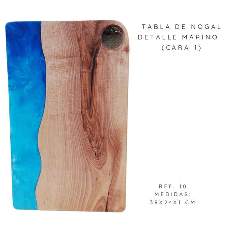 TABLA BANDEJA MADERA NOGAL RESINA MARINA - Dendago