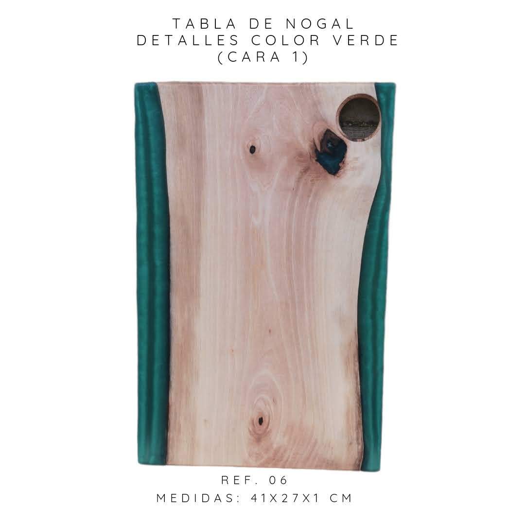 TABLA BANDEJA MADERA NOGAL VERDE - Dendago