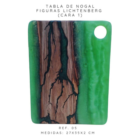 TABLA BANDEJA MADERA NOGAL VERDE LICHTENBERG - Dendago