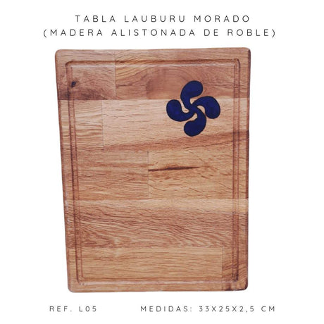 Tabla de corte pequeña madera roble Lauburu morado - Dendago