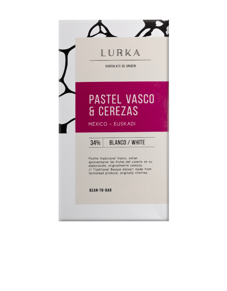 Tableta Lurka, chocolate blanco, cereza y pastel vasco - Dendago