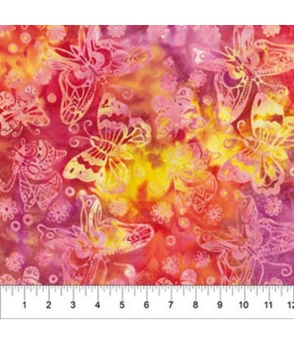 Tela Batik Northcott Banyan Flutter 80722-24 Rosa 1