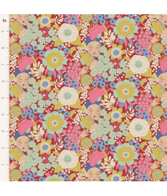 Tela Tilda Wallflower Wallflower Burgundy 100606 1