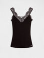 Top tirantes anchos con encaje negro MORGAN - Dendago