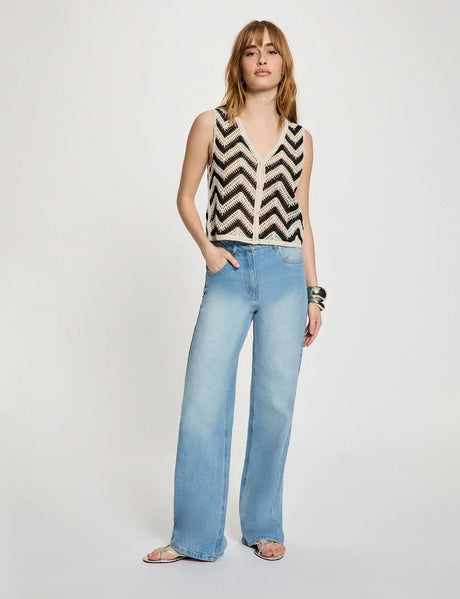 Cardigan sin mangas cuello V negro Morgan