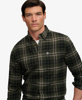 Camisa de leñador de algodón de manga larga cuadros verde oliva frontera Superdry&Co