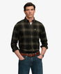 Camisa de leñador de algodón de manga larga cuadros verde oliva frontera Superdry&Co