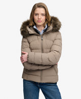 Chaqueta acolchada Fuji con capucha de piel sintética marron Superdry&Co