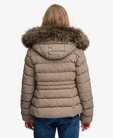Chaqueta acolchada Fuji con capucha de piel sintética marron Superdry&Co