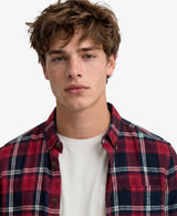 Camisa de leñador de algodón de manga larga cuadro peyton azul marino eclipse Superdry&Co