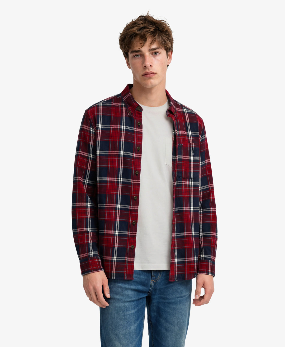 Camisa de leñador de algodón de manga larga cuadro peyton azul marino eclipse Superdry&Co
