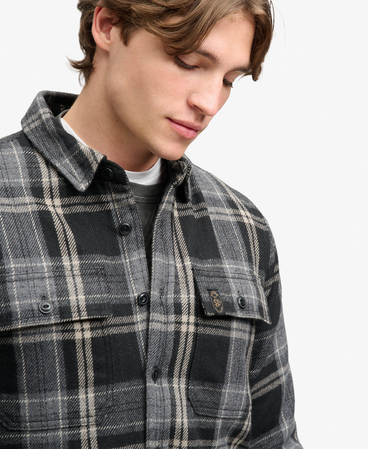 Sobrecamisa Miller con forro Borg  cuadros peyton negro Superdry&Co