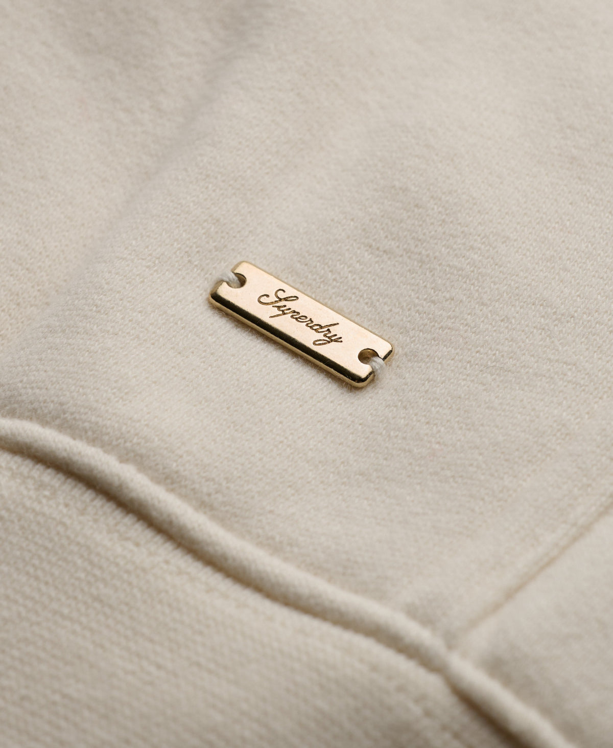 Sudadera con capucha y cremallera forrada de piel de lujo blanco roto hueso del desierto Superdry&Co