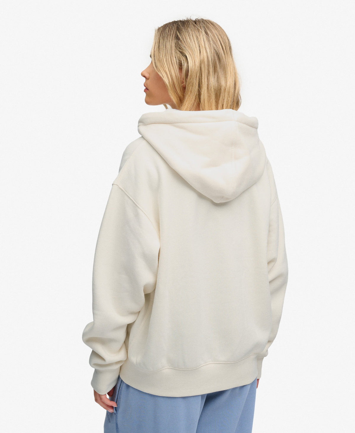 Sudadera con capucha y cremallera forrada de piel de lujo blanco roto hueso del desierto Superdry&Co