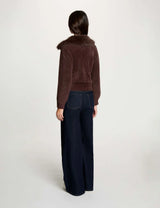Chaqueta con cuello de piel marrón oscuro morgan