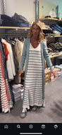 Vestido blanco con rayas azules - Dendago